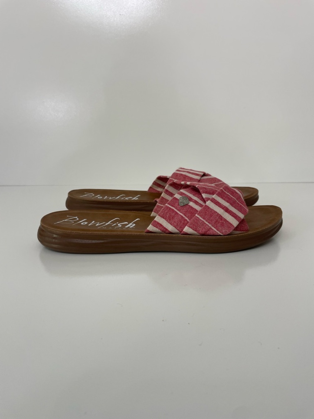 Blowfish Malibu Red Striped Slide Sandals, size 10 Beach 50s Coquette - Picture 2 of 7
